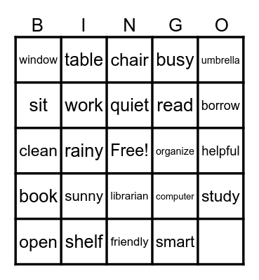 AT THE LIBRARY Bingo Card