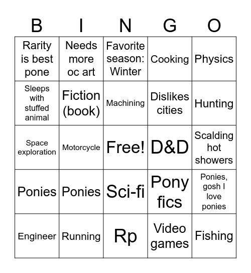 Sol (pega) Bingo Card