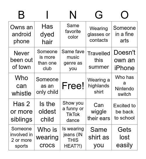 Human BINGO Card