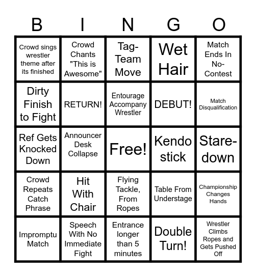 WWE SUMERSLAM BINGO Card