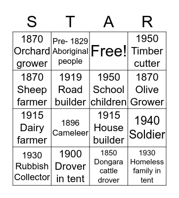 STAR SWAMP Bingo Card
