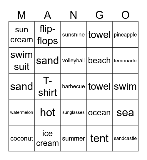 Summer Bingo Card