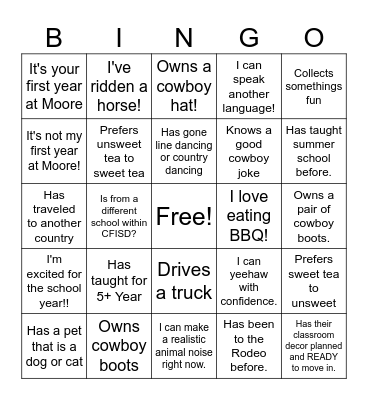Saddle up for Success Bingo Card