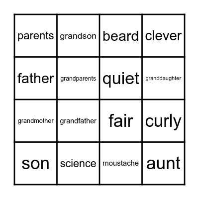 Unit 1 & 2 Bingo Card