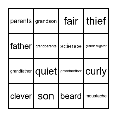 Unit 1 & 2 Bingo Card