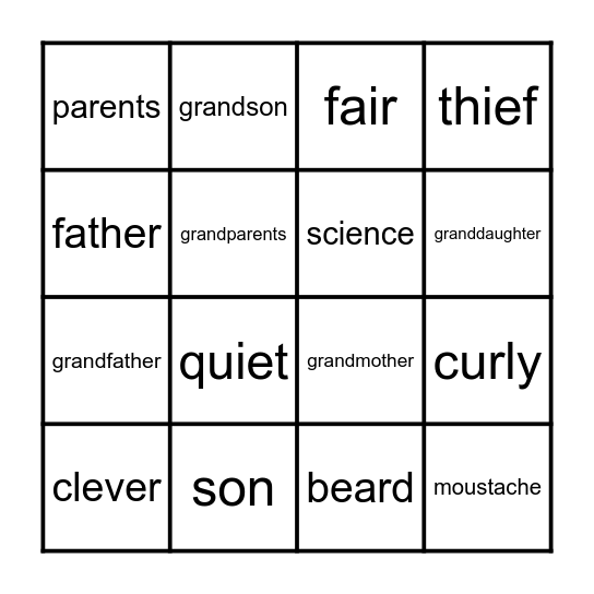 Unit 1 & 2 Bingo Card