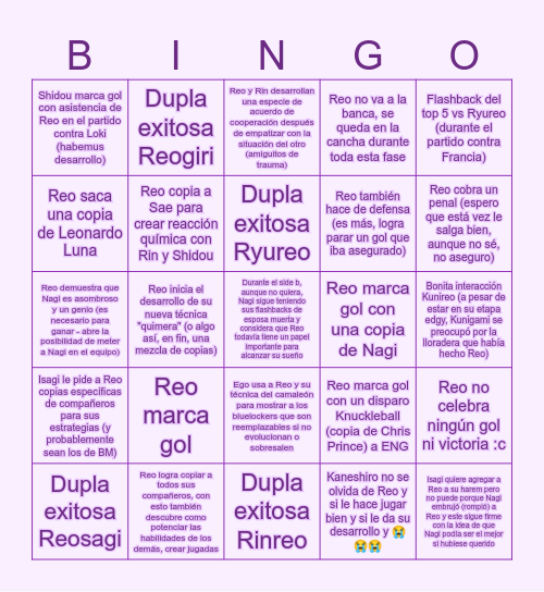 FASE DE GRUPOS - REO BIASED Bingo Card