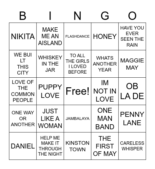 KERRY Bingo Card