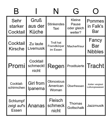 T&S Night Bingo Card