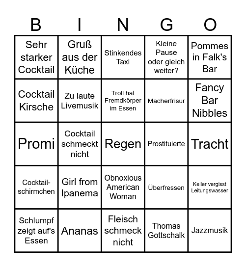 T&S Night Bingo Card