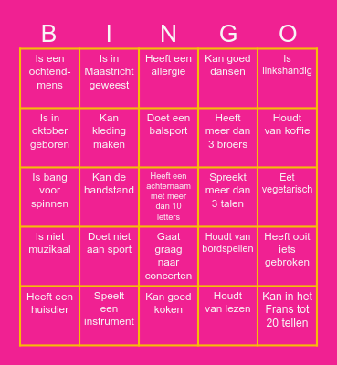 Kennismakingsbingo Card