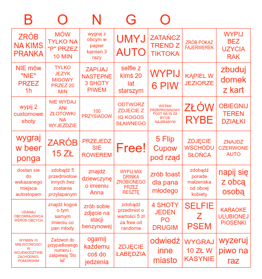 BINGO W DOBRYLEWIE KURWA xd Bingo Card