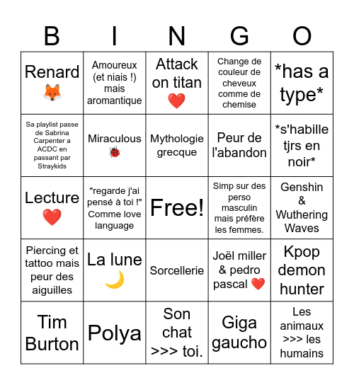 Lou's bingo Card