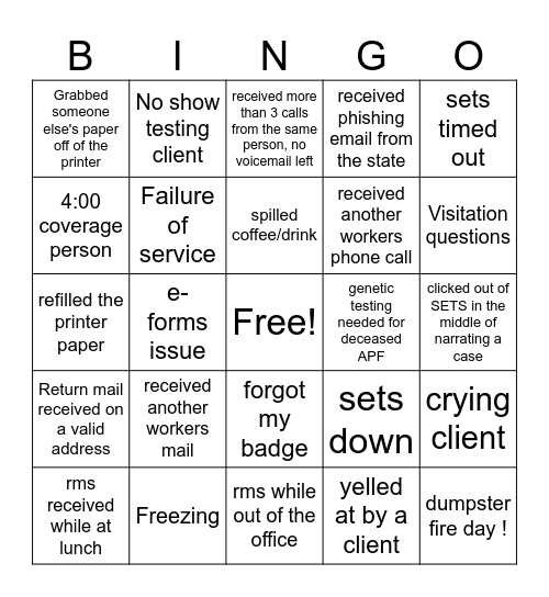 CSEA Bingo Card