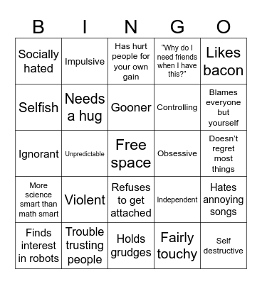 Tord kinnie Bingo Card