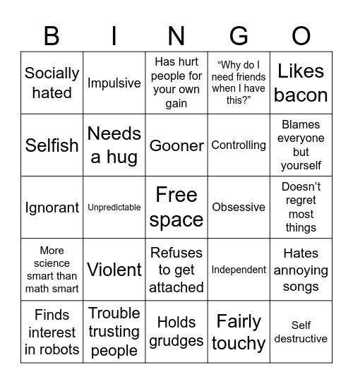 Tord kinnie Bingo Card