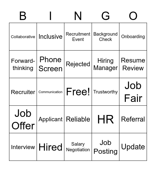 Recruitment Bingo Card