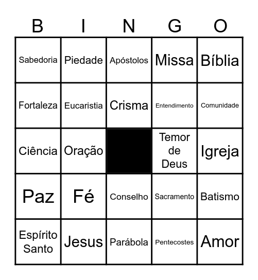 Bingo - Crisma Bingo Card