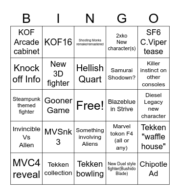 EVO 2025 Bingo Card