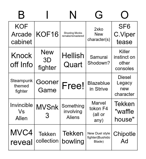 EVO 2025 Bingo Card