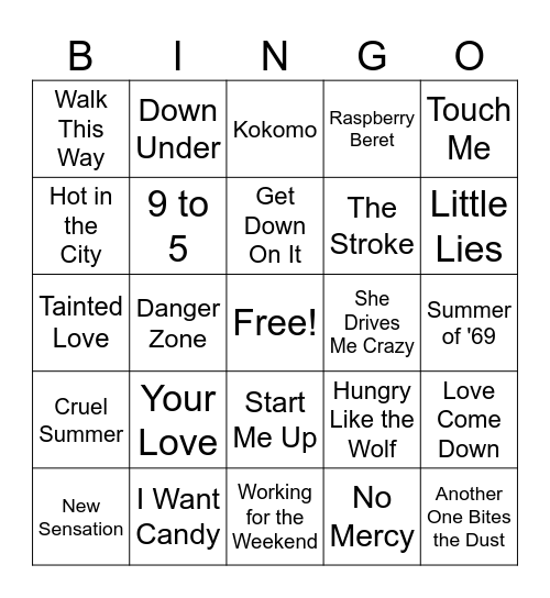 28MB Mix Hits Round 1 Bingo Card