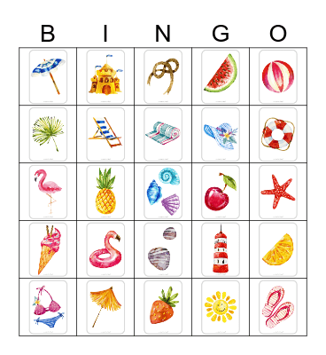 Beach Bingo Card