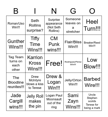 SUMMERSLAM - NIGHT 1 Bingo Card