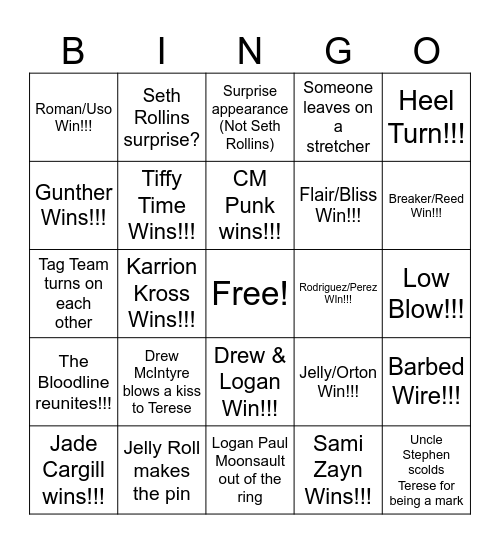 SUMMERSLAM - NIGHT 1 Bingo Card