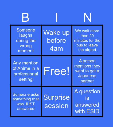 Orientation 2025 edition Bingo Card