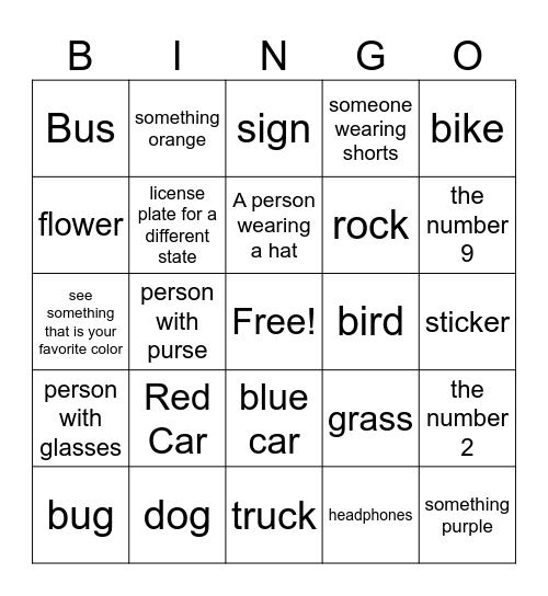Mindfulness Bingo Card
