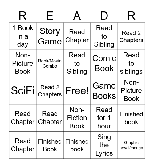 Reading bingo Card