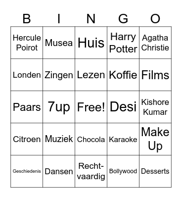 Reena Bingo Card