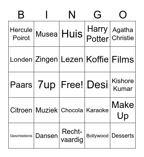 Reena Bingo Card