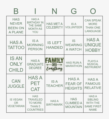 ARTIS - POPE FAMILY REUNION Bingo Card