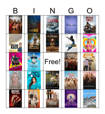Reality TV Bingo Card
