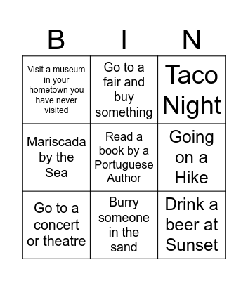 Summer Bingo - Cat Mendes Bingo Card