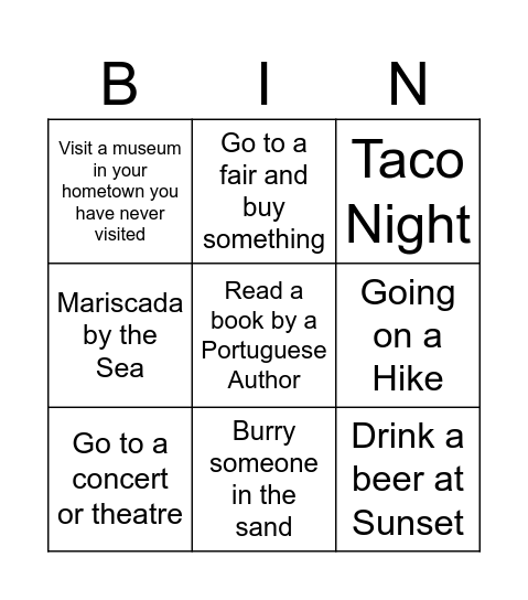 Summer Bingo - Cat Mendes Bingo Card