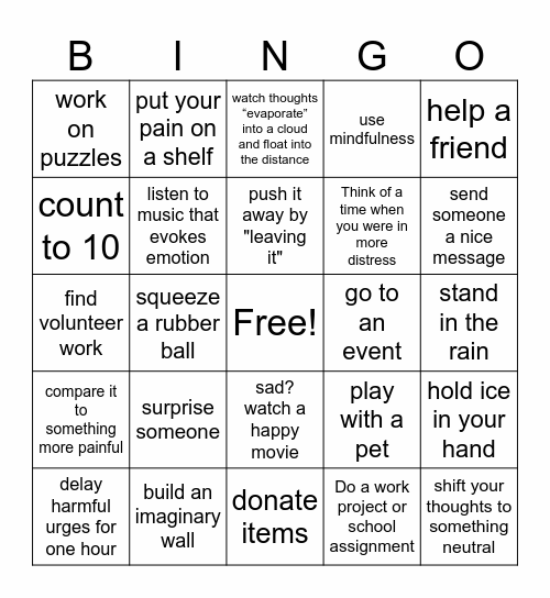 DBT- ACCEPTS SKILL Bingo Card