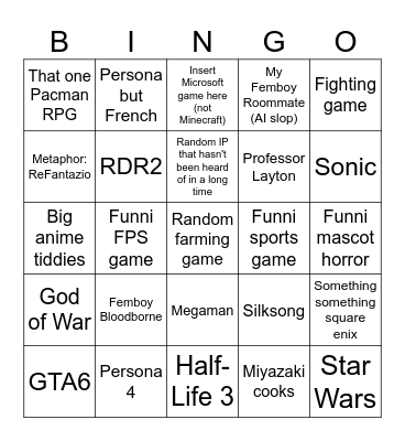 Maybe Nintendo Direct Bingo Card
