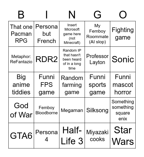 Maybe Nintendo Direct Bingo Card