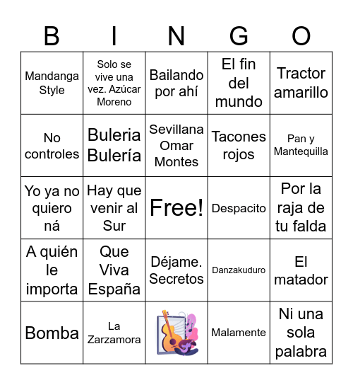 BINGO MUSICAL Bingo Card