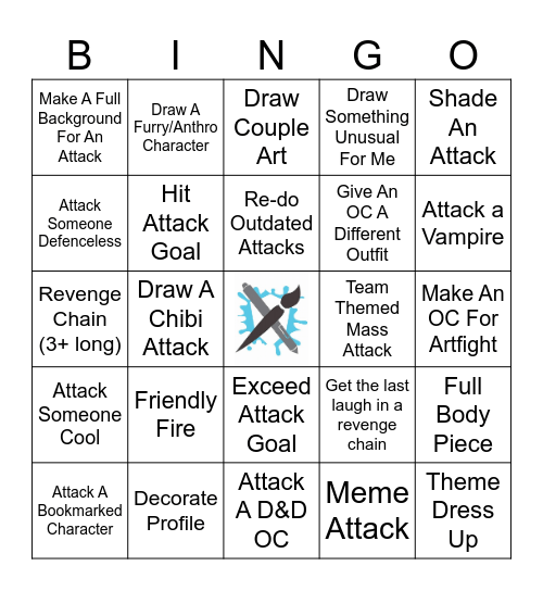 ArtFight Bingo Card