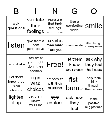 Restorative Conversations Bingo Card
