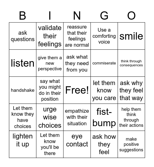 Restorative Conversations Bingo Card