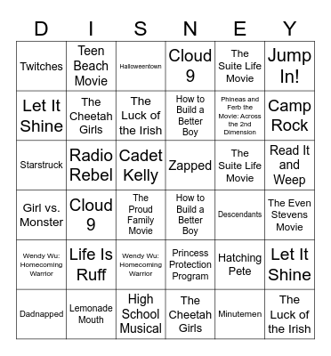 DCOM Bingo Card