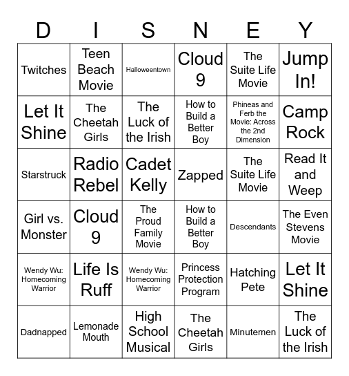 DCOM Bingo Card
