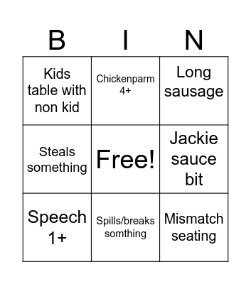 Alfies Bingo Card