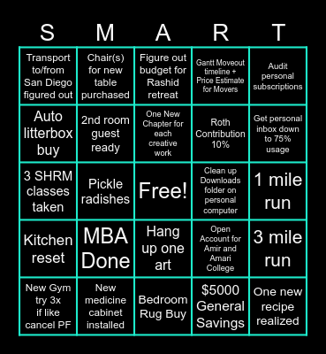 2025 August to October Bingo Card