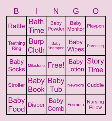 Baby Bingo! Bingo Card
