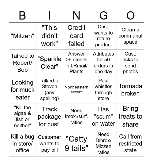 Lake Restoration BINGO Card